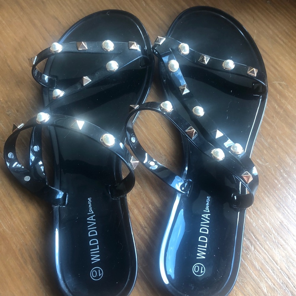 Black Studded Sandals